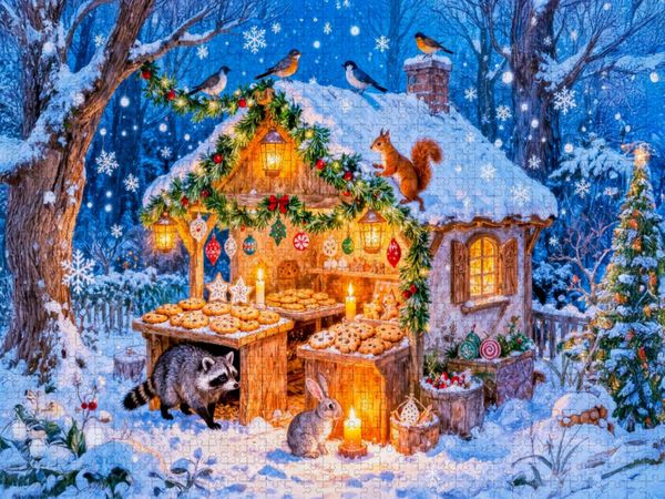 Produktbild: CALVENDO Puzzle Niedliche Waldcottages mit tierischen Freunden | 1000 Teile Lege-Gr&ouml;&szlig;e 64x48cm Foto-Puzzle f&uuml;r gl&uuml;ckliche Stunden