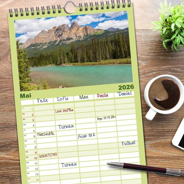 Produktbild: Familienplaner 2026 - KANADA - Rocky Mountains mit 5 Spalten (Wandkalender, 21 x 45 cm) CALVENDO