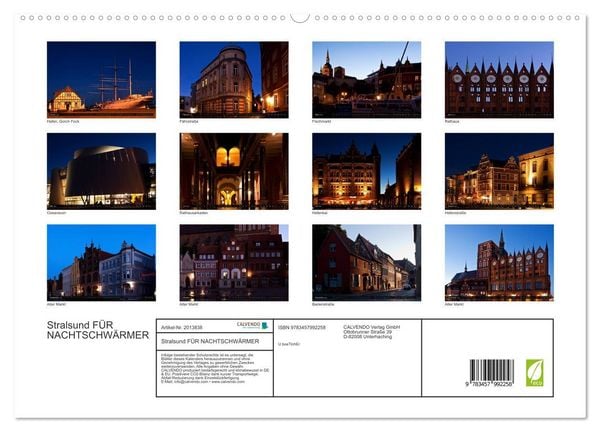 Produktbild: Stralsund F&Uuml;R NACHTSCHW&Auml;RMER (hochwertiger Premium Wandkalender 2026 DIN A2 quer), Kunstdruck in Hochglanz