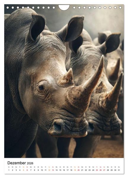 Produktbild: Nashorn - Stark. Stur. Schnell. (Wandkalender 2026 DIN A4 hoch), CALVENDO Monatskalender
