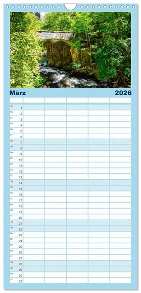 Produktbild: Familienplaner 2026 - Reiseziele in Deutschland mit 5 Spalten (Wandkalender, 21 x 45 cm) CALVENDO