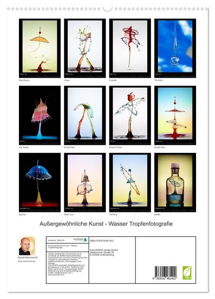 Produktbild: Au&szlig;ergew&ouml;hnliche Kunst - Wasser Tropfenfotografie (hochwertiger Premium Wandkalender 2026 DIN A2 hoch), Kunstdruck in Hochglanz