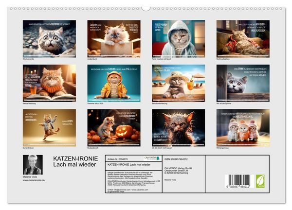 Produktbild: KATZEN-IRONIE Lach mal wieder (hochwertiger Premium Wandkalender 2026 DIN A2 quer), Kunstdruck in Hochglanz