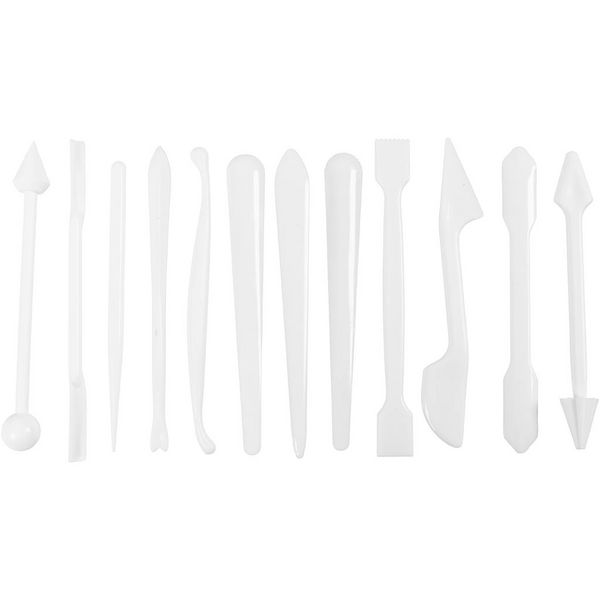 Produktbild: Creativ Company Modellierst&auml;bchen, Gr&ouml;&szlig;e 12,7-14,3 cm, Wei&szlig;, 12 Stk