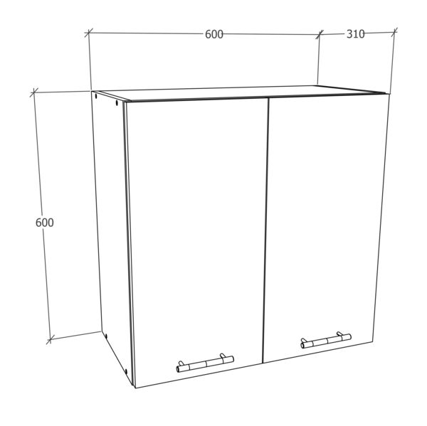Produktbild: K&uuml;chenschrank B. 60 cm H&auml;ngeschrank K&uuml;che Esilo