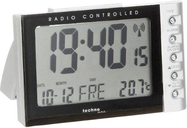 Produktbild: Techno Line WT 188 Funk Wecker Silber, Schwarz Alarmzeiten 1