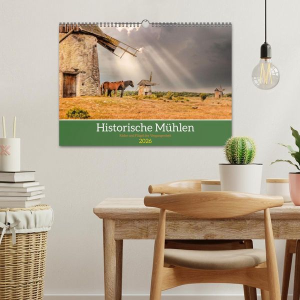 Produktbild: Historische M&uuml;hlen - R&auml;der und Fl&uuml;gel der Vergangenheit (Wandkalender 2026 DIN A3 quer), CALVENDO Monatskalender