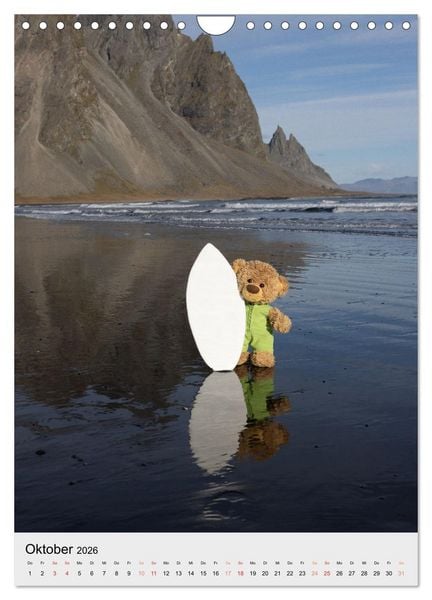 Produktbild: Travelling Teddy in Island (Wandkalender 2026 DIN A4 hoch), CALVENDO Monatskalender