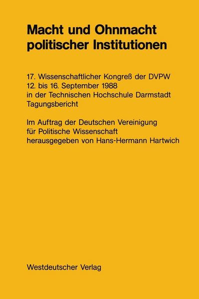Produktbild: Macht und Ohnmacht politischer Institutionen