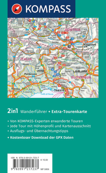 Produktbild: KOMPASS Wanderf&uuml;hrer AlpeAdriaTrail, Vom Gro&szlig;glockner nach Triest, 33 Etappen mit Extra-Tourenkarte