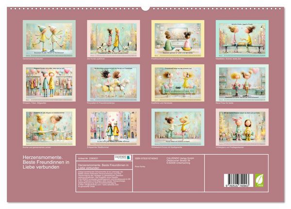 Produktbild: Herzensmomente. Beste Freundinnen in Liebe verbunden (hochwertiger Premium Wandkalender 2026 DIN A2 quer), Kunstdruck in Hochglanz