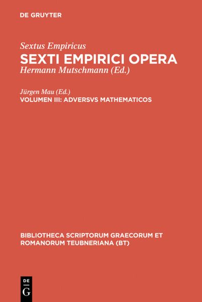 Produktbild: Sextus Empiricus: Sexti Empirici opera / Adversus mathematicos