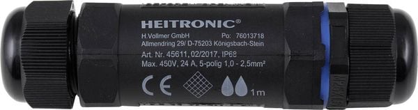 Heitronic 45611 Kabelverbinder mit Schraubklemmen (L x B) 130mm x 32mm 1St.