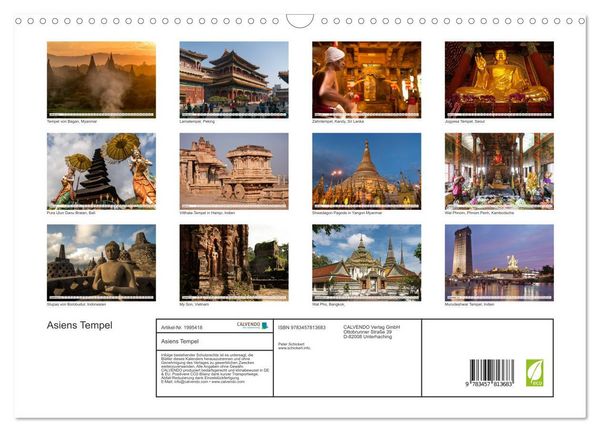 Produktbild: Asiens Tempel (Wandkalender 2026 DIN A3 quer), CALVENDO Monatskalender