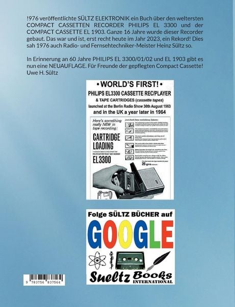 Produktbild: Das erste Buch zum PHILIPS Compact Cassetten Recorder EL 3300/01/02