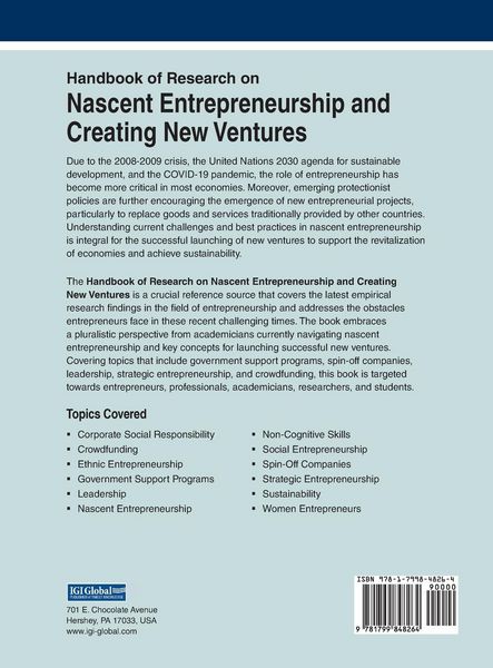 Produktbild: Handbook of Research on Nascent Entrepreneurship and Creating New Ventures