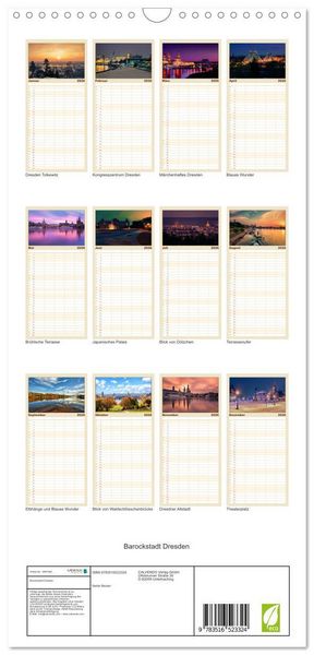 Produktbild: Familienplaner 2026 - Barockstadt Dresden mit 5 Spalten (Wandkalender, 21 x 45 cm) CALVENDO