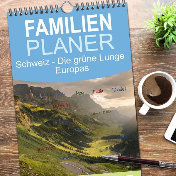 Produktbild: Familienplaner 2026 - Schweiz - Die gr&uuml;ne Lunge Europas mit 5 Spalten (Wandkalender, 21 x 45 cm) CALVENDO