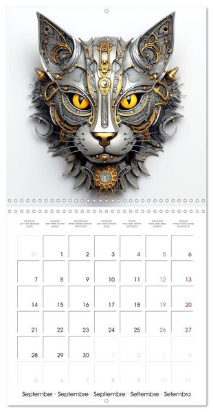 Produktbild: F&eacute;lins Steampunk (Calendrier mural carr&eacute; 2026 30x30 cm) Calendrier double avec une page pour vos prises de notes