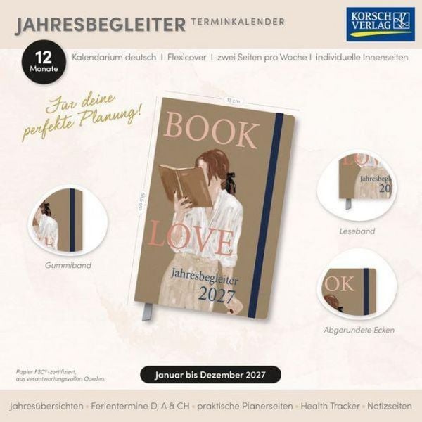 Produktbild: Terminkalender Jahresbegleiter Booklove 2027