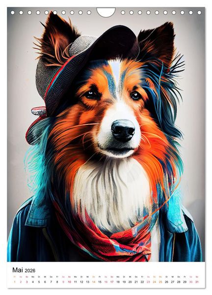 Produktbild: Hunde im Hipster Stil (Wandkalender 2026 DIN A4 hoch), CALVENDO Monatskalender
