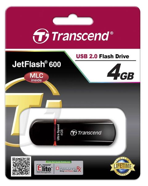 Produktbild: Transcend JetFlash&reg; 600 USB-Stick 4 GB Blau TS4GJF600 USB-A (USB 2.0)
