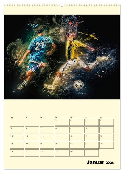 Produktbild: Fu&szlig;ball - Feuer (hochwertiger Premium Wandkalender 2026 DIN A2 hoch), Kunstdruck in Hochglanz