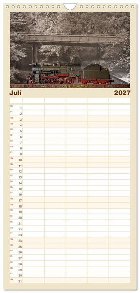 Produktbild: Familienplaner 2027 - Dampflokomotiven in Spur N mit 5 Spalten (Wandkalender, 21 x 45 cm) CALVENDO