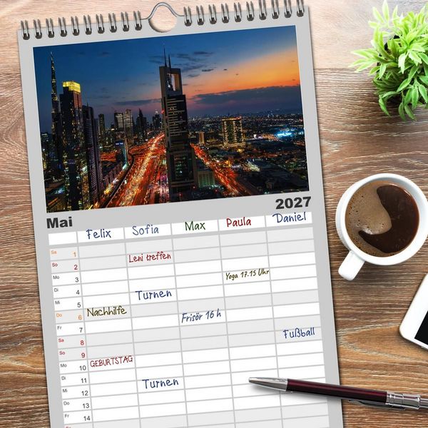 Produktbild: Familienplaner 2027 - Dubai - Das achte Weltwunder mit 5 Spalten (Wandkalender, 21 x 45 cm) CALVENDO
