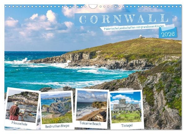 Produktbild: Cornwall - Malerische Landschaften mit grandiosen K&uuml;sten (Wandkalender 2026 DIN A3 quer), CALVENDO Monatskalender