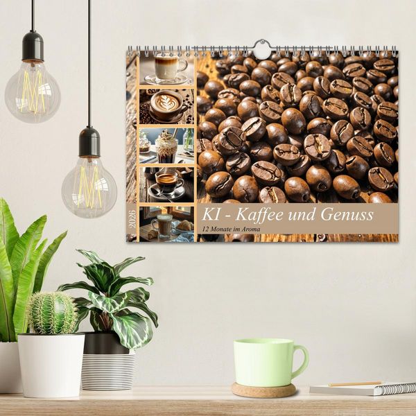 Produktbild: KI - Kaffee und Genuss 12 Monate im Aroma (Wandkalender 2026 DIN A4 quer), CALVENDO Monatskalender