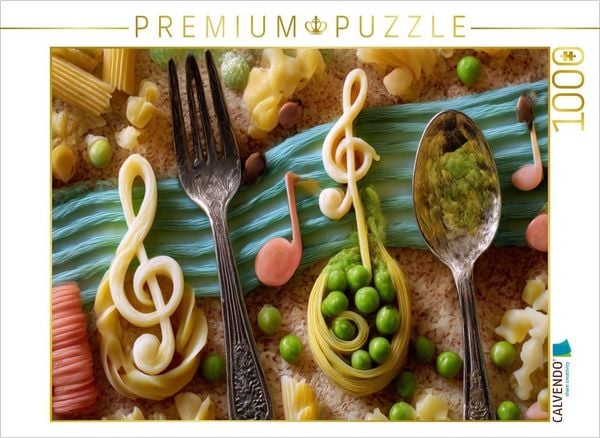 CALVENDO Puzzle Musikalische Küchenpoesie mit Nudeln und Erbsen | 1000 Teile Lege-Größe 64x48cm Foto-Puzzle für glückliche Stunden