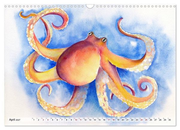 Produktbild: Die Meereswelt in Aquarell (Wandkalender 2027 DIN A3 quer), CALVENDO Monatskalender