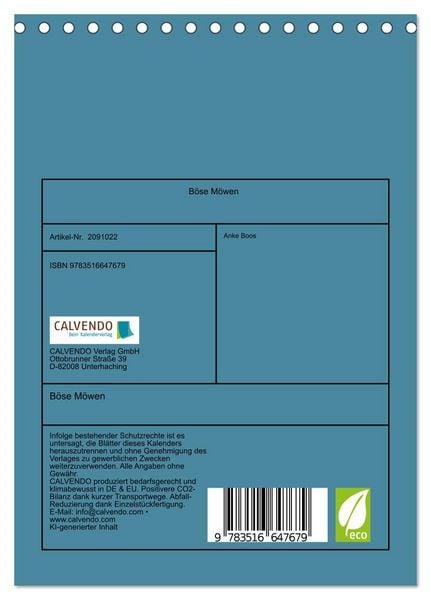 Produktbild: B&ouml;se M&ouml;wen (Tischkalender 2026 DIN A5 hoch), CALVENDO Monatskalender