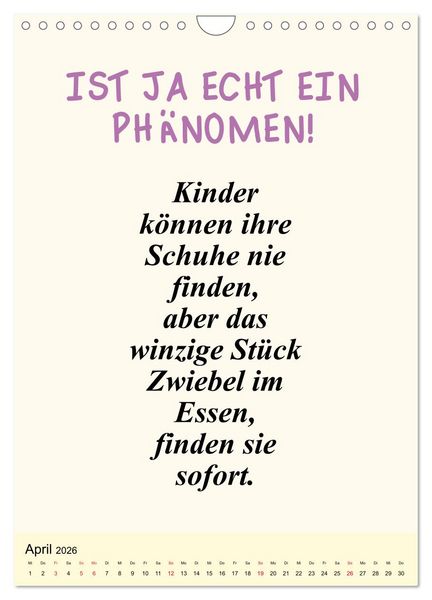 Produktbild: Spr&uuml;che-Kalender. Lustiges f&uuml;r die Familie! (Wandkalender 2026 DIN A4 hoch), CALVENDO Monatskalender