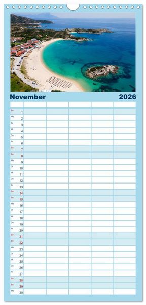 Produktbild: Familienplaner 2026 - Traumstr&auml;nde Griechenlands mit 5 Spalten (Wandkalender, 21 x 45 cm) CALVENDO