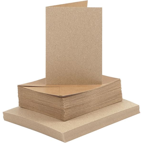 Produktbild: Creativ Company Karten & Kuverts, Kartengr&ouml;&szlig;e 10,5x15 cm, Umschlaggr&ouml;&szlig;e 11,5x16,5 cm, 120+240 g, Natur, 50er Set