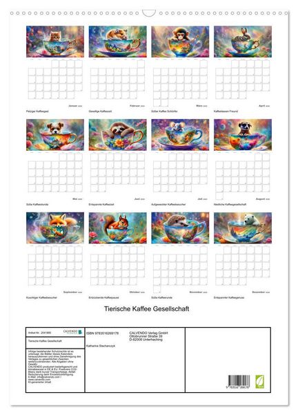 Produktbild: Tierische Kaffee Gesellschaft (Wandkalender 2026 DIN A2 hoch), CALVENDO Monatskalender
