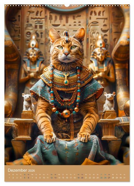 Produktbild: &Auml;gyptens Katzen - G&ouml;ttliche Eleganz im Stile der Pharaonen (Wandkalender 2026 DIN A2 hoch), CALVENDO Monatskalender