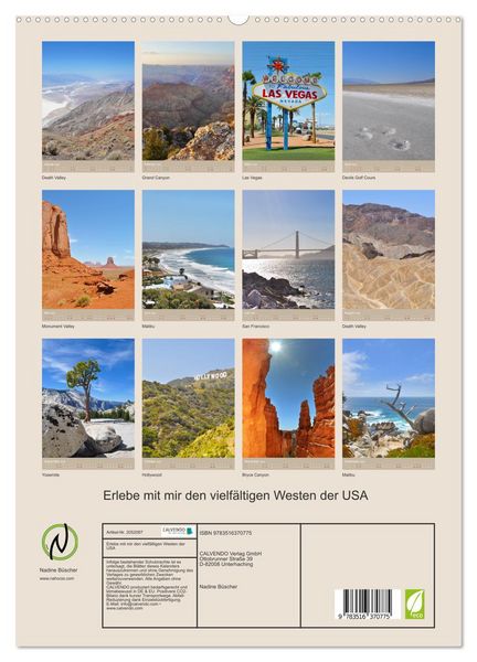Produktbild: Erlebe mit mir den vielf&auml;ltigen Westen der USA (hochwertiger Premium Wandkalender 2026 DIN A2 hoch), Kunstdruck in Hochglanz