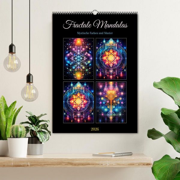 Produktbild: Fractale Mandalas (Wandkalender 2026 DIN A2 hoch), CALVENDO Monatskalender