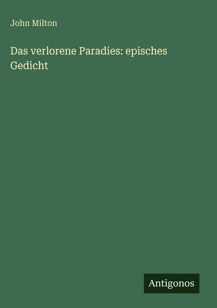 Produktbild: Das verlorene Paradies: episches Gedicht