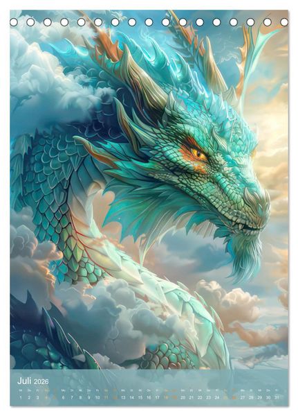 Produktbild: Drachen - Im Fantasieland gesichtet (Tischkalender 2026 DIN A5 hoch), CALVENDO Monatskalender