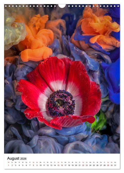 Produktbild: Spiel der Farben - Bl&uuml;ten unter Wasser mit Acrylfarben (Wandkalender 2026 DIN A3 hoch), CALVENDO Monatskalender