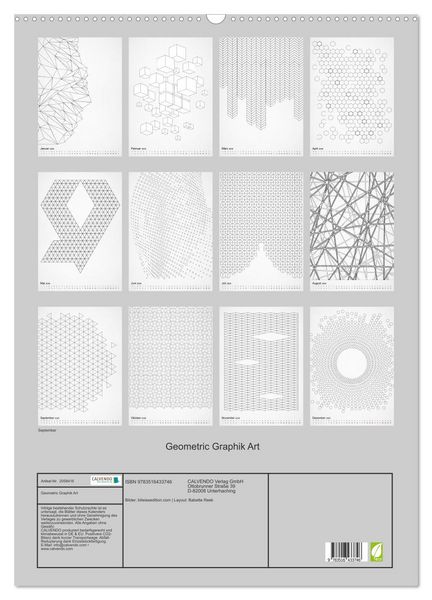 Produktbild: Geometric Graphik Art (Wandkalender 2026 DIN A2 hoch), CALVENDO Monatskalender
