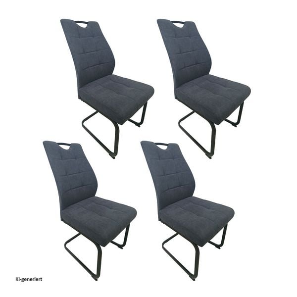 Produktbild: HTI-Living Modernes 4er Set dunkelgraue Schwingst&uuml;hle f&uuml;r Esszimmer und K&uuml;che