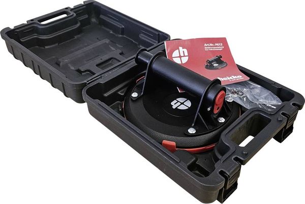 Produktbild: Heicko P612 1-Kopf-Saugheber mit eingebauter Vakuumpumpe und Vakuumanzeige inkl. Aufbewahrungskoffer, &Oslash; 200 mm Tragkraft (max.) 140 kg
