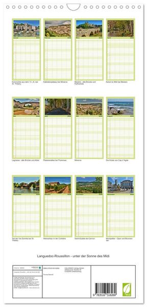 Produktbild: Familienplaner 2026 - Languedoc-Roussillon - unter der Sonne des Midi mit 5 Spalten (Wandkalender, 21 x 45 cm) CALVENDO