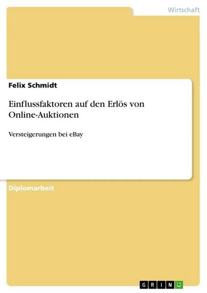 Produktbild: Einflussfaktoren auf den Erl&ouml;s von Online-Auktionen