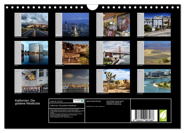 Produktbild: Kalifornien. Die goldene Westk&uuml;ste (Wandkalender 2026 DIN A4 quer), CALVENDO Monatskalender